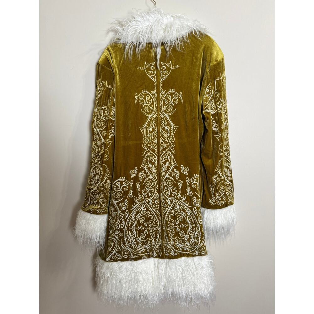 Understated Leather x Free People Moon Glow Faux Fur Duster Coat Gold XL - Picture 5 of 6
